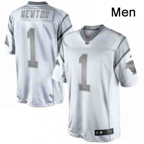 Mens Nike Carolina Panthers 1 Cam Newton Limited White Platinum NFL Jersey